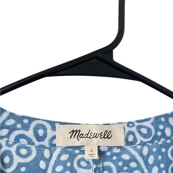 Madewell Bubble-Sleeve Button-Front Mini Dress in Indigo Paisley - Picture 2 of 8
